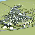 Aerial Planning of Urban City Layout With Buildings Roads Green Spaces And Water Areas