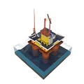 Offshore Oil Drilling Platform 3D Model With Structure Equipment And Underwater Foundation