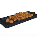 Fresh Ripe Pears Arranged on Two Black Ceramic Trays with Handles