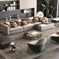 Minotti Sofa Coffee Table Combination Multi-person Corner Sofa Coffee Table Leisure Chair Side Table Corner Table 3d model