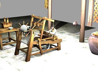 Ancient looms have animation 3d model
