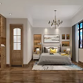 Modern Open Living and Dining Room Interior With Sofa Dining Table Chandelier and City View