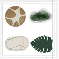 Stylish Shaped Rugs with Circular Leaf and Irregular Designs in Brown Beige Green Tones
