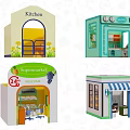 Kids Playground With Interactive Kitchen Diner Supermarket Toy Buildings For Role Play