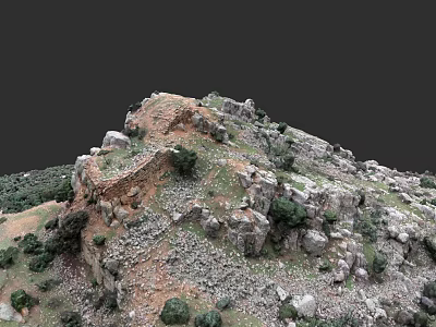 European style Architecture With Ancient Stone Walls And Hillside Vegetation 3d model
