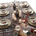 Elegant Tableware Set With Candles And Berry Decor