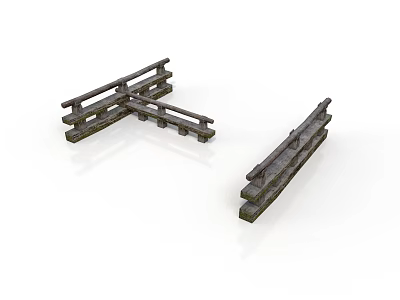 Scenic Wooden Rail Components For Model Construction With Crossbar Fence Design 3d model
