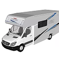 Modern White Motorhome Exterior With Blue Black Decorative Stripes And Windows