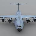 Gray Military Transport Aircraft With Four Propeller Engines Wing Structure And Tail Section 3d model