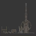 modern tower crane ancient tower crane 3d model