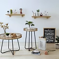 Modern round rattan tea table 3d model