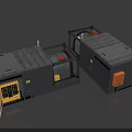 Industrial Equipment Two Heavy Duty Units With Gray Bodies Yellow Doors And Control Panels