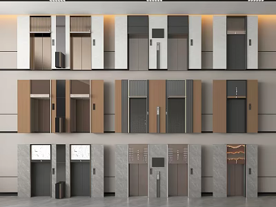 Modern Public Facility Elevators With Various Style Door Designs And Materials 3d model
