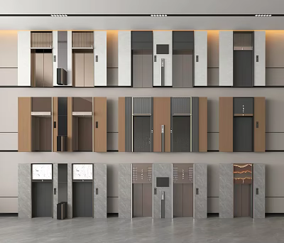Modern Public Facility Elevators With Various Style Door Designs And Materials 3d model