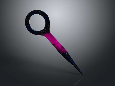 Starry Sky Pattern Scissors With Black Purple Gradient And Round Handle 3d model