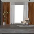 Orange Curtains With White Sheer Panels In Living Room Mountain View And White Chair