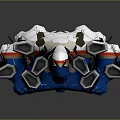 Futuristic Spacecraft 3D Model With White Blue Red Sleek Design And Mechanical Structure