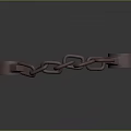 Red Metallic Handcuffs Connected By Heavy Chain In Studio Shot 3d model