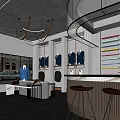 Modern Fashion Clothing Store Interior With Suits On Racks Bar Counter And Chandeliers