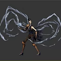 Woman In Brown Leather Outfit Holding Crystal With Blue Magical Energy And Boots Dynamic Pose