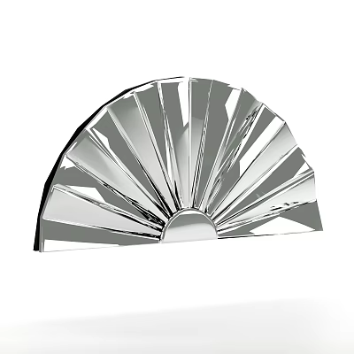 Fan Shaped Mirror with Radiant Striped Design Silver Metallic Sleek Reflective Surface for Modern Decor 3d model