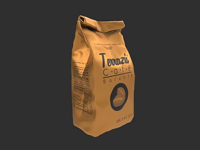 Tonnazzi Caffe Solubile Brown Coffee Bag With Brand Logo And Soluble Label 3d model