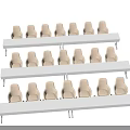 Classroom Desk And Chair Set With White Long Tables And Light Brown Chairs Neatly Arranged