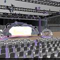 Light Themed Event Stage With Vibrant Decorations Lighting And White Seats 3d model