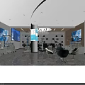 Spacious Bright Dental Clinic Interior With White Tone Blue Decor Medical Equipment Chairs And Displays