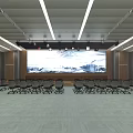 Modern Conference Room Interior With Arranged Black Office Chairs And Meeting Wall