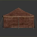 Red Fabric Camping Tent With Support Poles And Outdoor Shelter Structure