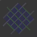 Modern Structural Components With Wooden Panels And Intersecting Metal Strips