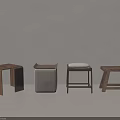Modern Minimalist Stools With Wooden Frames And Fabric Upholstery In Light Interior Space