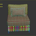 Single Sofa In Orange Fabric With Cushion And Rattan Base Design