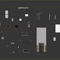 Abstract Design Elements Displaying Various Shapes Multiple Colors Door Frame And Reflection
