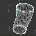 Brown Curved Hollow Tubular Fabric Object With White Rim And Stitched Surface