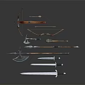 Ancient Medieval Weapons Collection Featuring Swords Axes Spears And Daggers 3d model