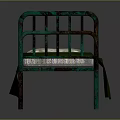 Single Bed With Rusted Green Bed Frame Green Blanket And White Pillow