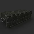 Dark Wooden Carved Box Sculpture With Textured Surface And Metal Latch