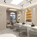 Elegant Modern Beauty Hair Salon Interior With Styling Chairs Mirrors And Product Shelves