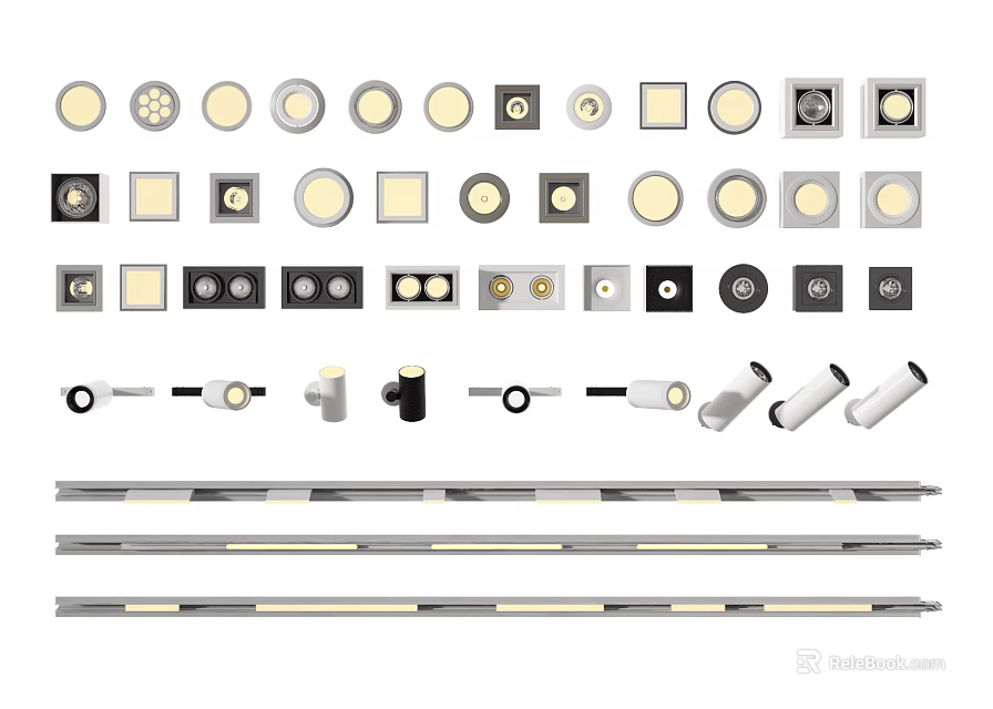 Modern Downlights And Spotlights With Various Designs For Home Interior Lighting 3d model 