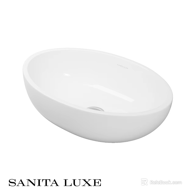 Modern White Oval Washbasin with Sleek Smooth Surface and Countertop Style 3d model 