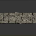 Stacked Long Stone Block Wall With Textured Architectural Construction Elements