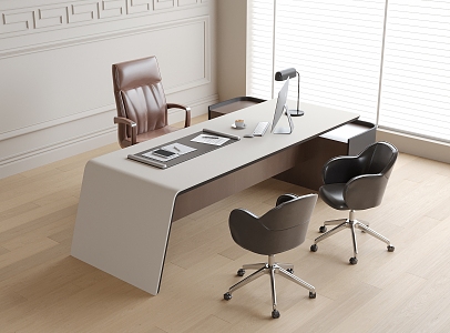 Modern Boss Office Desk and Chair Manager Office Desk and Chair Boss Office Chair 3d model