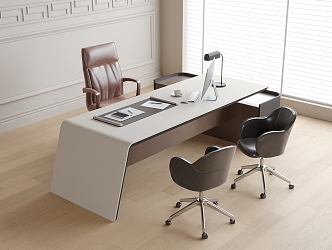 Modern Boss Office Desk and Chair Manager Office Desk and Chair Boss Office Chair 3d model