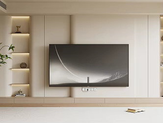 Modern TV Background Wall Cream Style TV Background Wall TV Cabinet TV 3d model