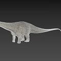 Lifelike 3D Sauropod Dinosaur Model With Long Neck Gray Skin On Black Background