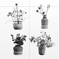Stylish Glass Vases with Colorful Flowers and Green Plants for Modern Home Decor