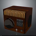 Vintage Red Wooden Radio With FM Tuning Knob And Front Grill Design