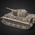 Detailed Military Tank With Camouflage Paint Number 22 Tracks And Cross Symbol